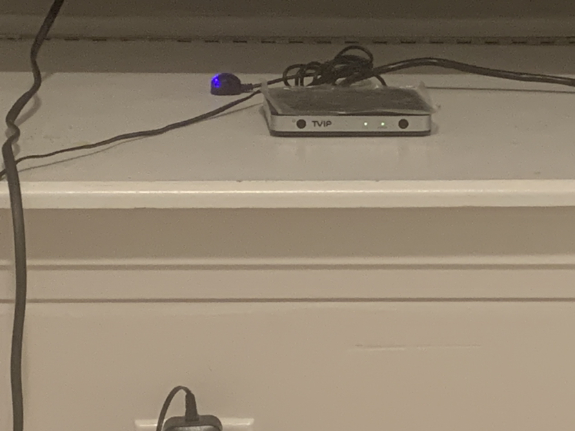 IPTV box with remote and charger