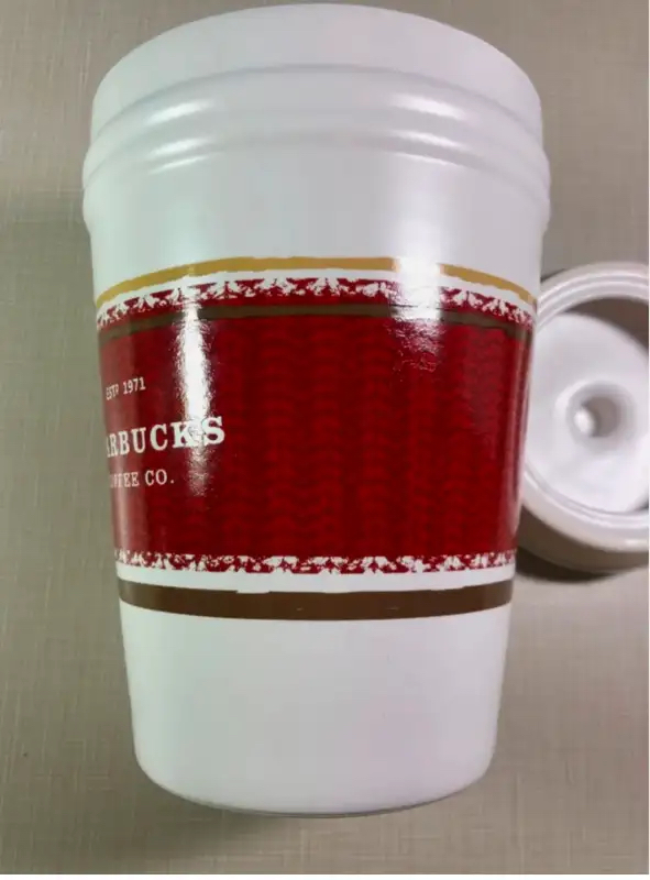 2009 Starbucks Coffee Canister Cookie Jar White Ceramic w/lid - photo 3