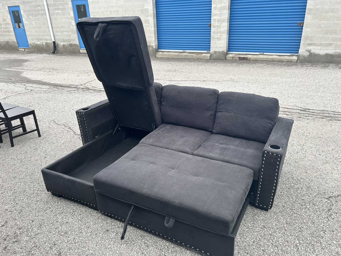 FREE DELIVERY• DARK GREY SECTIONAL COUCH / SOFA BED w/ STORAGE - photo 2