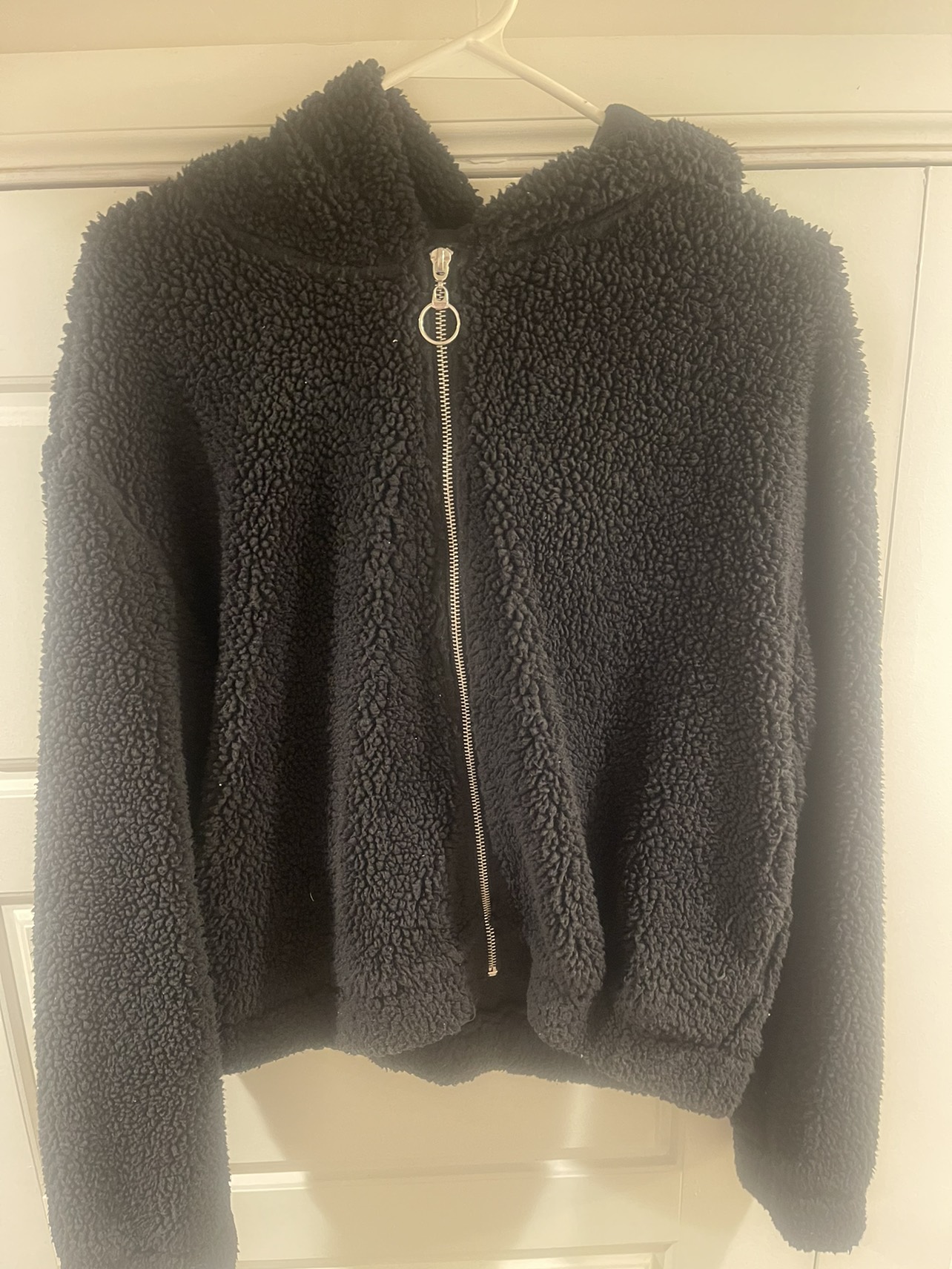 Black Sherpa zip up hoodie