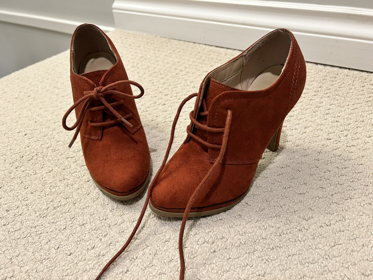 Orange high Heel laced shoes thumbnail