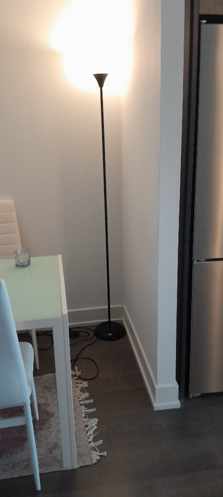 Tall black floor lamp/uplighter with white shade - photo 2