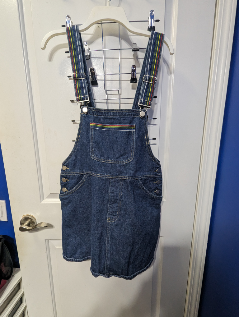 rainbow strap overall skirt