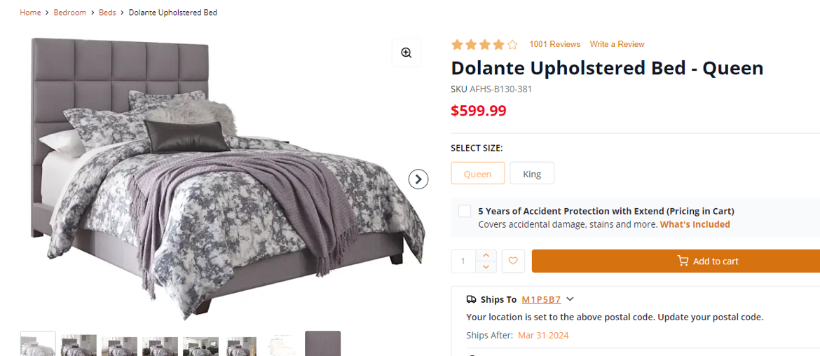 Upholstered Queen Bed - Ashley - photo 5