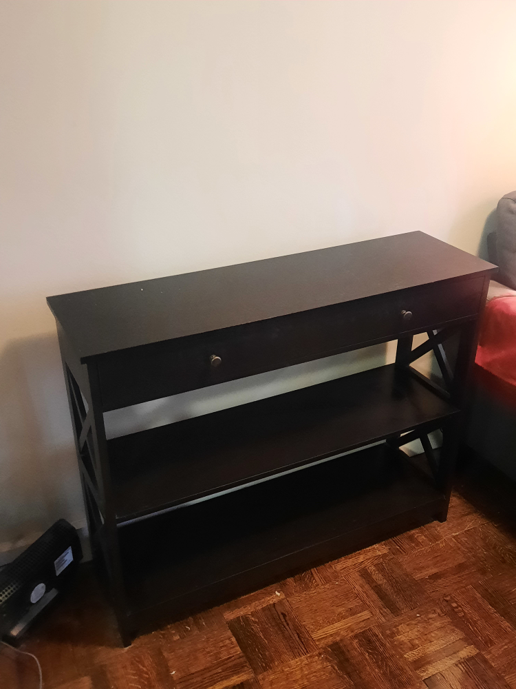3-tier Table with drawer and storage shelves