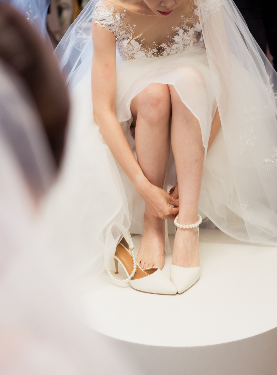 Tie Back Faux Pearl Decor Point Toe Wedding shoes thumbnail