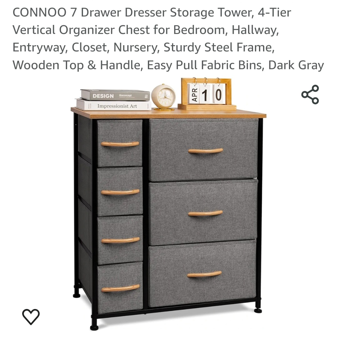 7 Drawers Vertical Dresser Storage Gray 7-Drawer Combo Dresser thumbnail