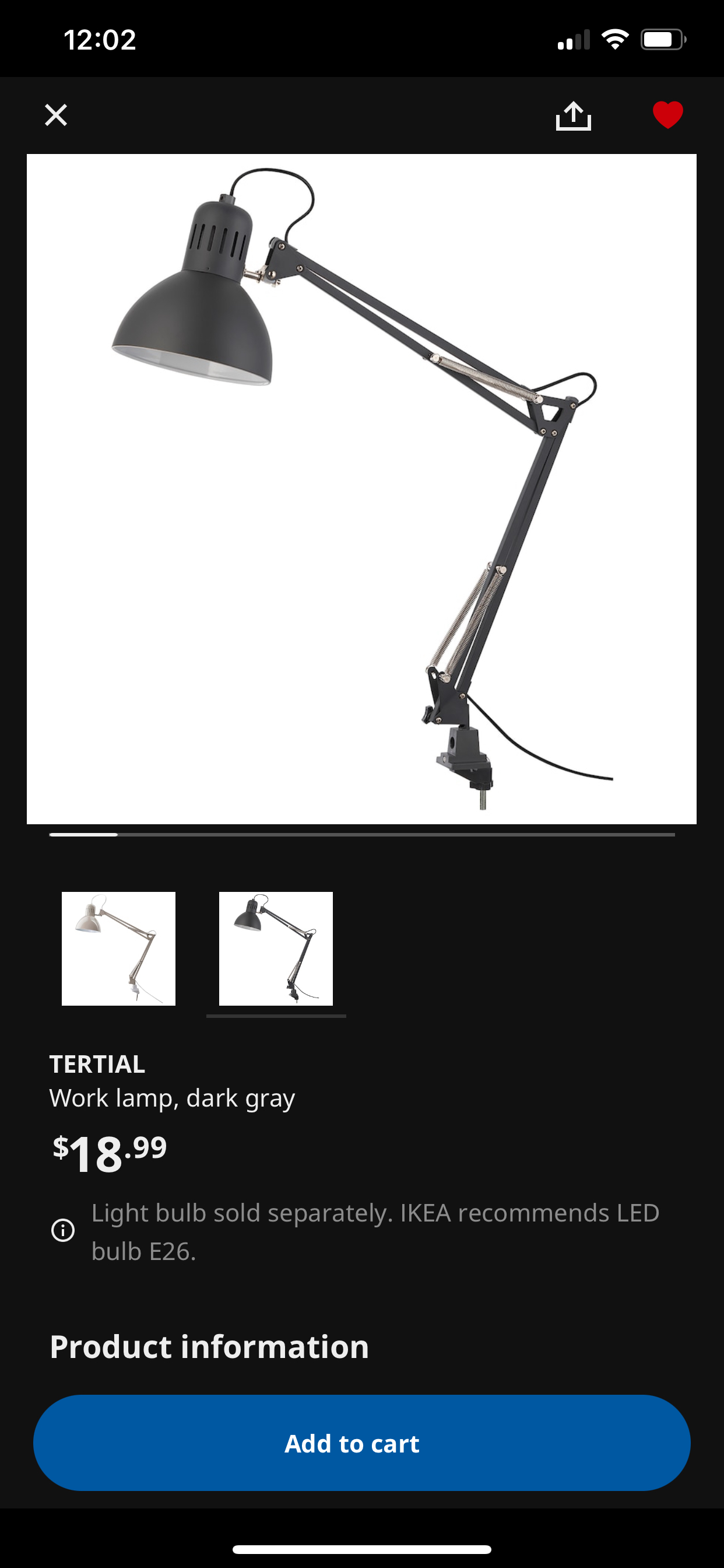 IKEA Tertial desk lamp thumbnail