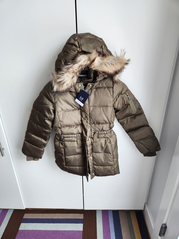 Brand New Gap Elongated Down Puffer Jacket- Olive (Size M: 7/8)