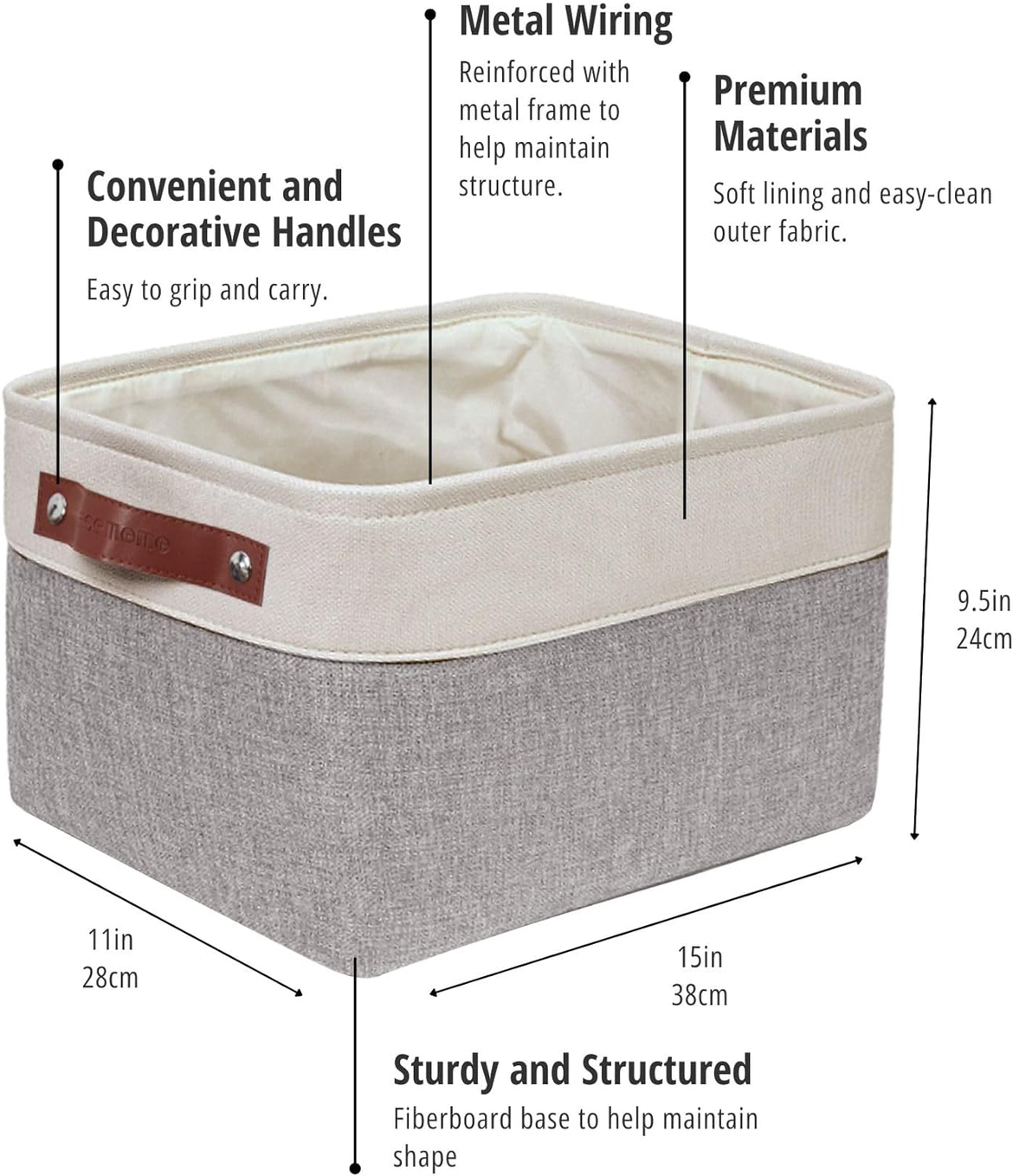 Fabric Storage Basket/Closet Organizers with Handles (Set of 6) - photo 4