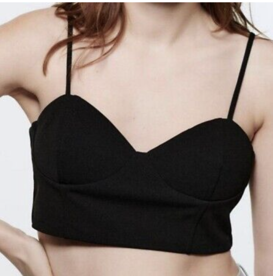Zara Black Bustier Crop Top Size S thumbnail