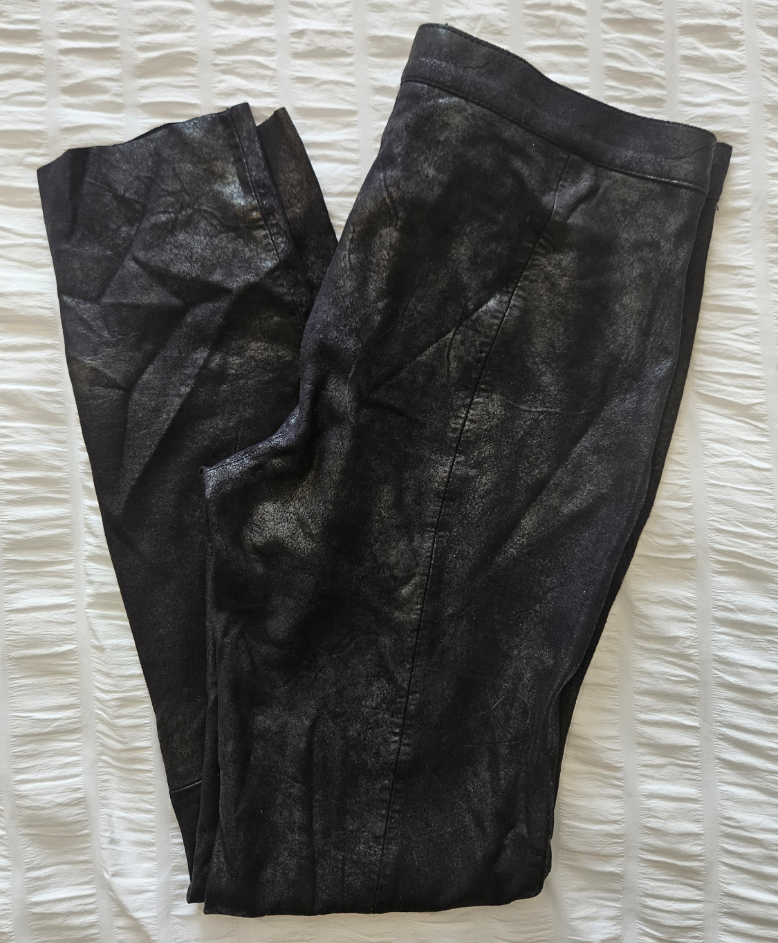ZARA Black Distressed Faux Leather Leggings