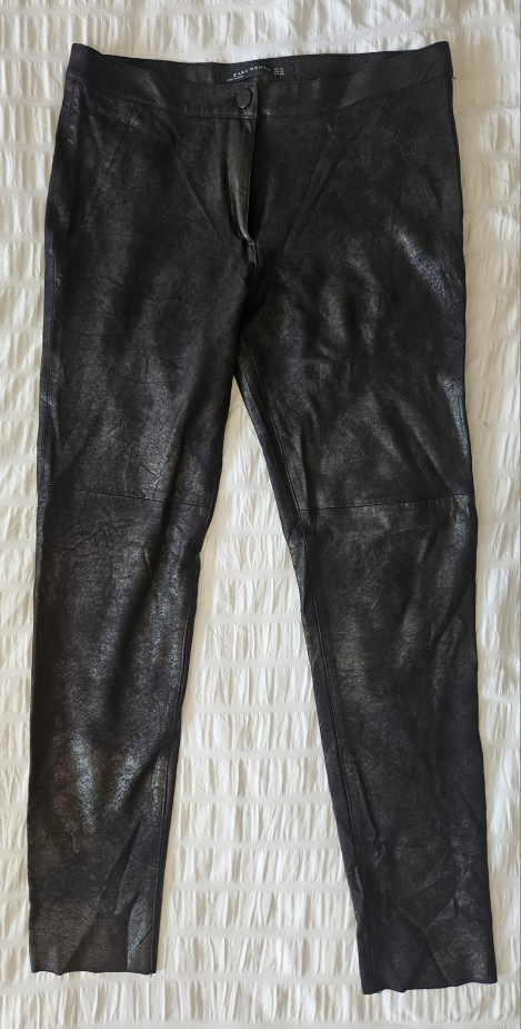 ZARA Black Distressed Faux Leather Leggings - photo 3