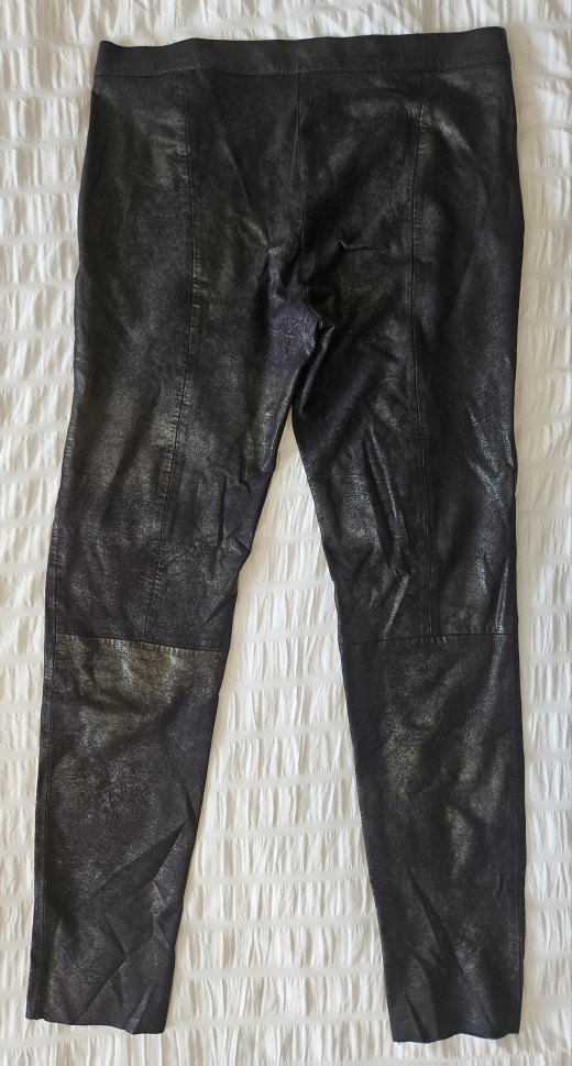 ZARA Black Distressed Faux Leather Leggings - photo 4