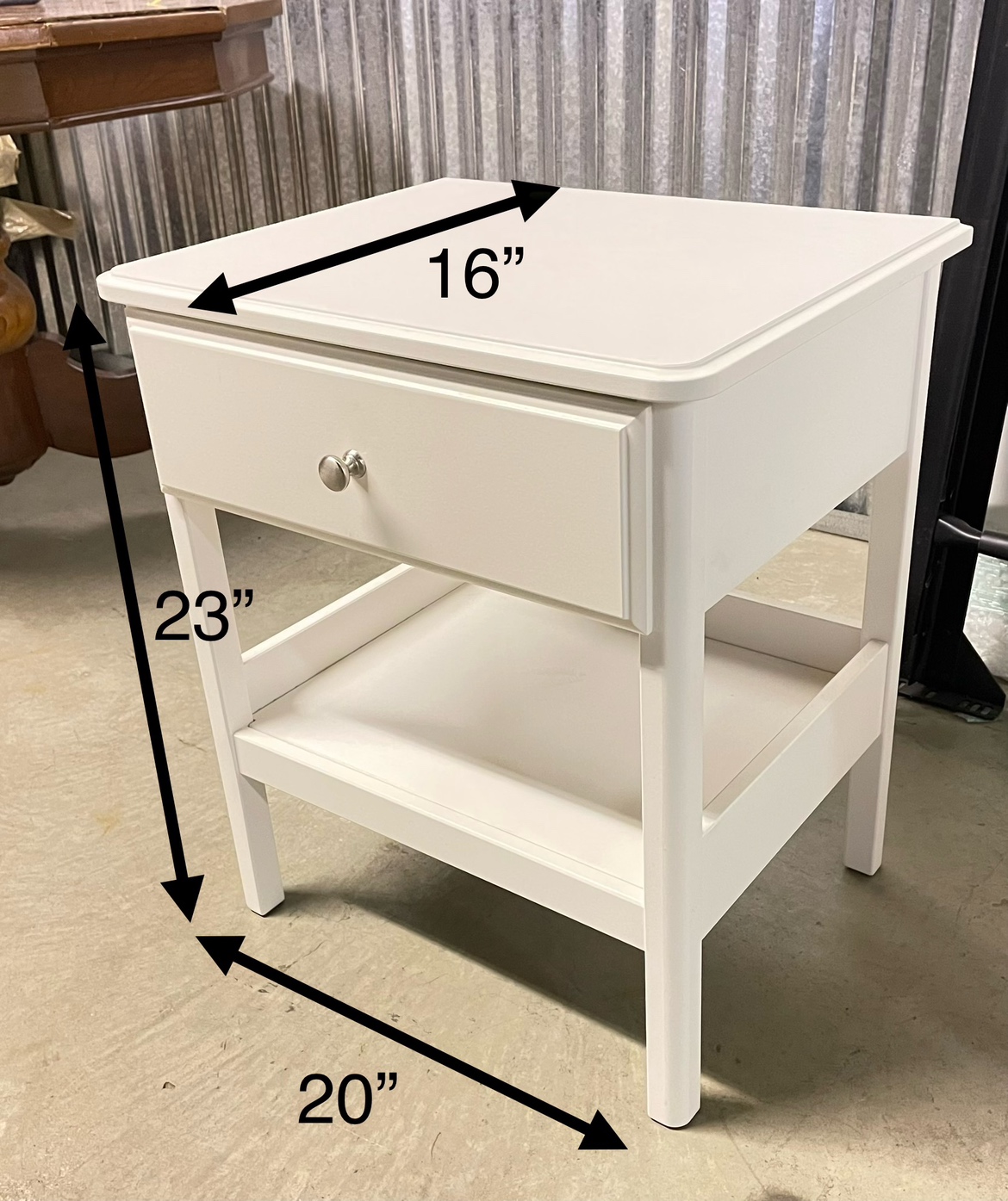 Queen White Bed Set (headboard, base frame and 2 side tables)