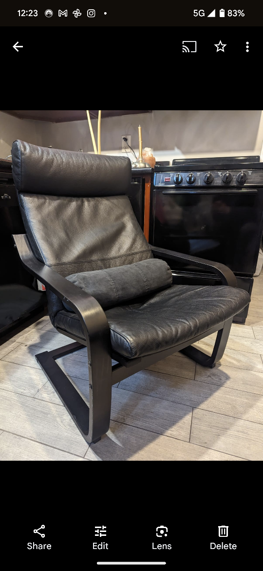 IKEA Black leather chair POANG model