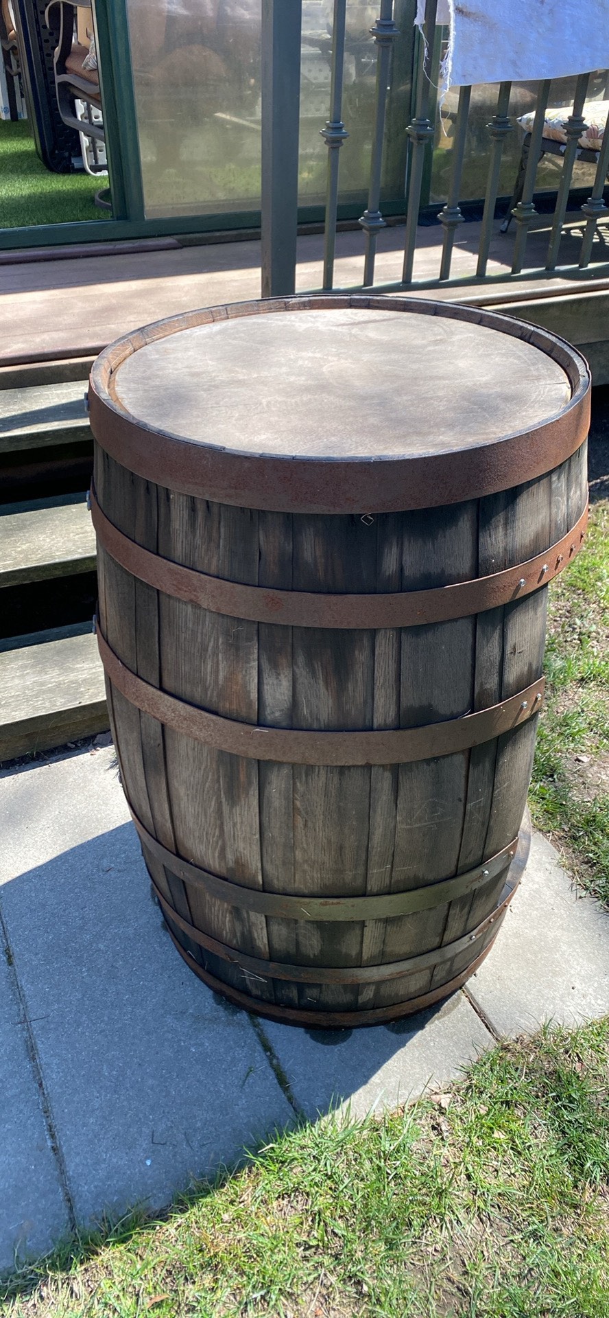 Solid Oak Wine barrel table bar image indicator(2)