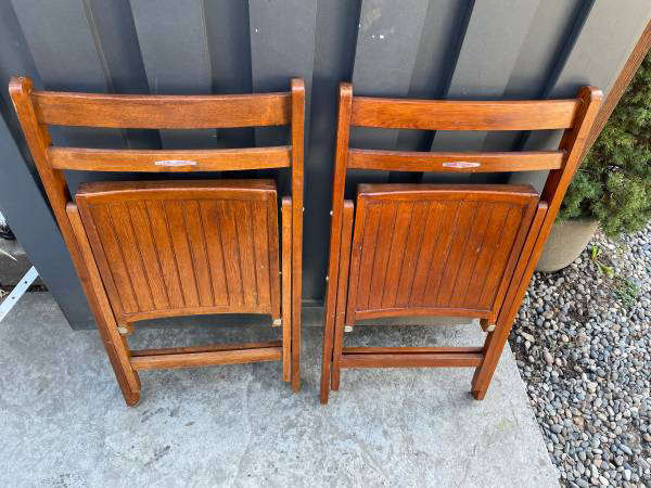 Vintage Shanghai Wood Folding Chairs (pair) thumbnail