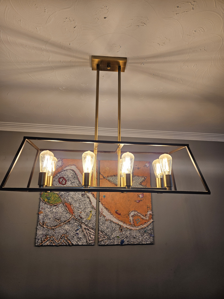 Industrial dining room 8-light fixture