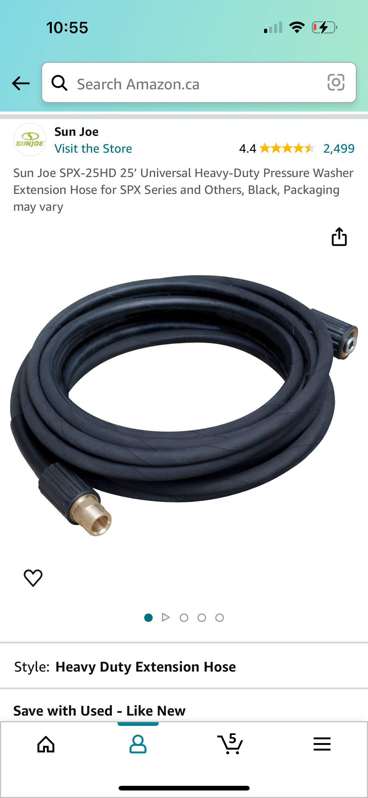 Pressure washer universal hose 25 ft extended