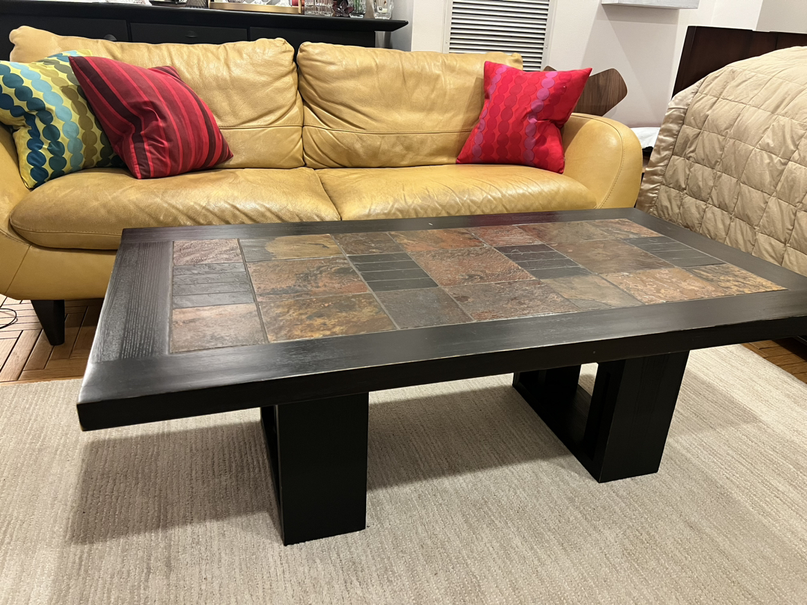 Coffee Table Natural Solid Wood and Slate (made in South Africa)