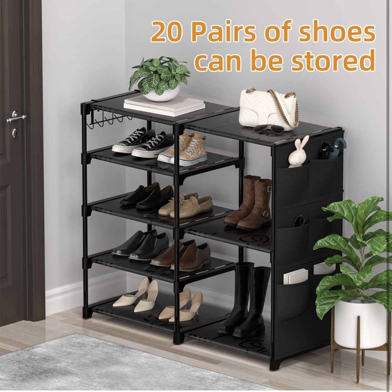 5-Tier Shoe Rack Storage for Closet, 20 Pairs Metal - photo 3