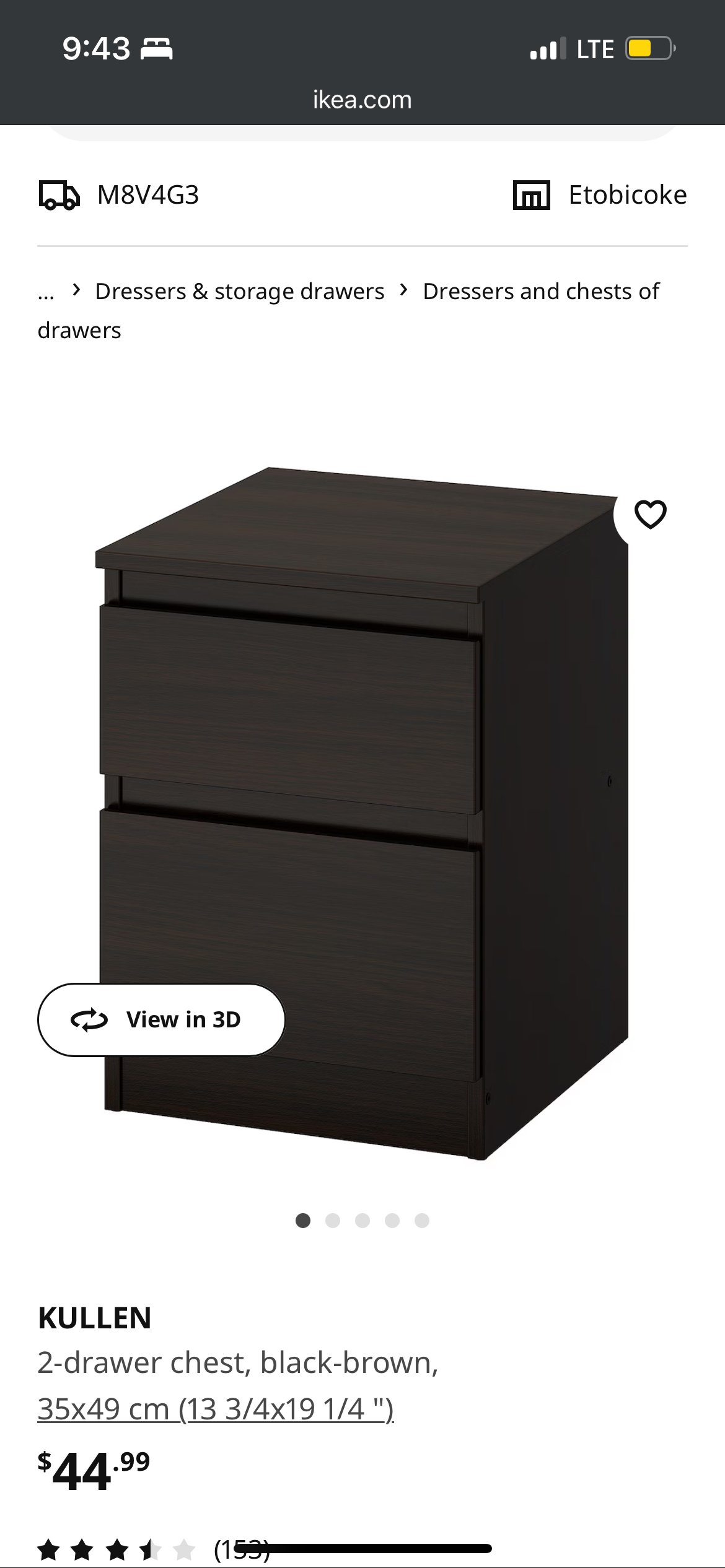 Ikea Kullen nightstand