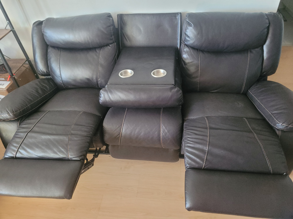 Dark brown leather Couch image indicator(2)