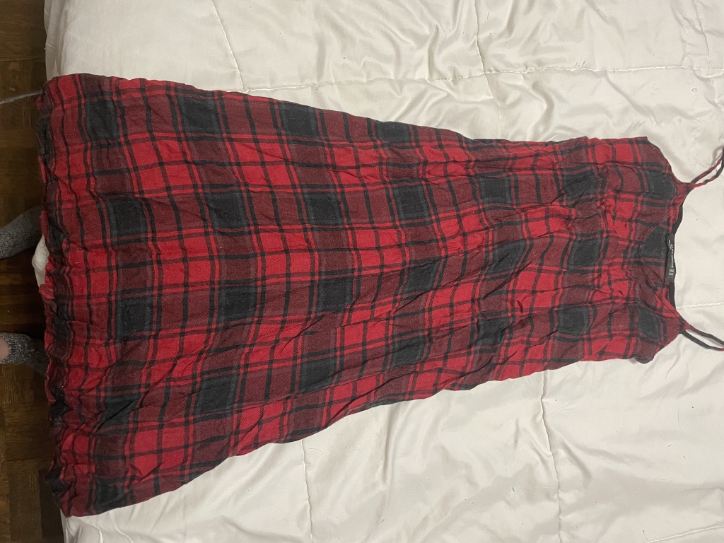 Plaid long dress spaghetti strap