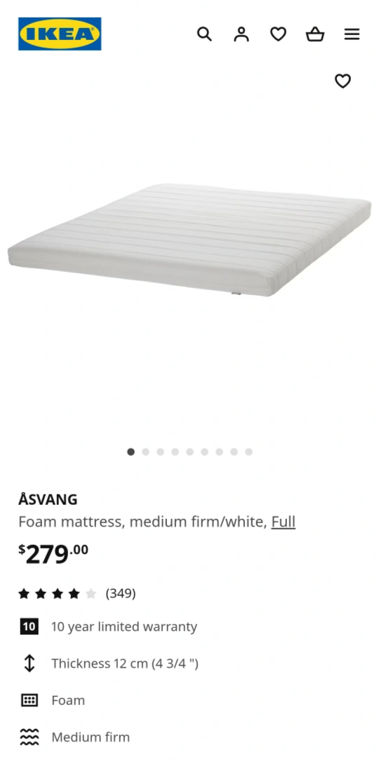 Ikea ASVANG foam mattress (Double) thumbnail