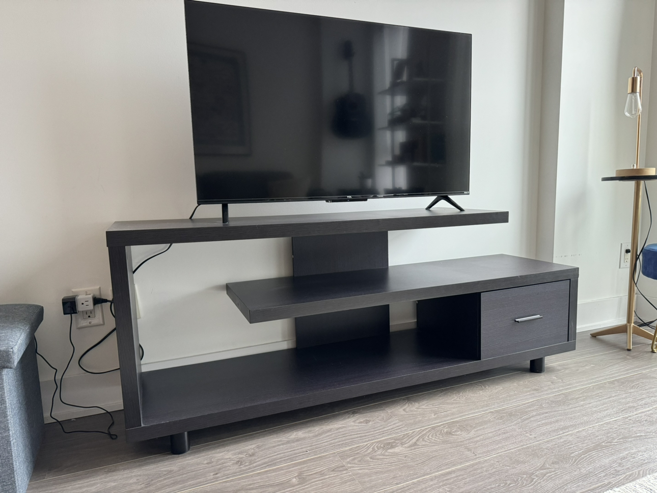 Asymmetrical Black 60” TV Stand thumbnail