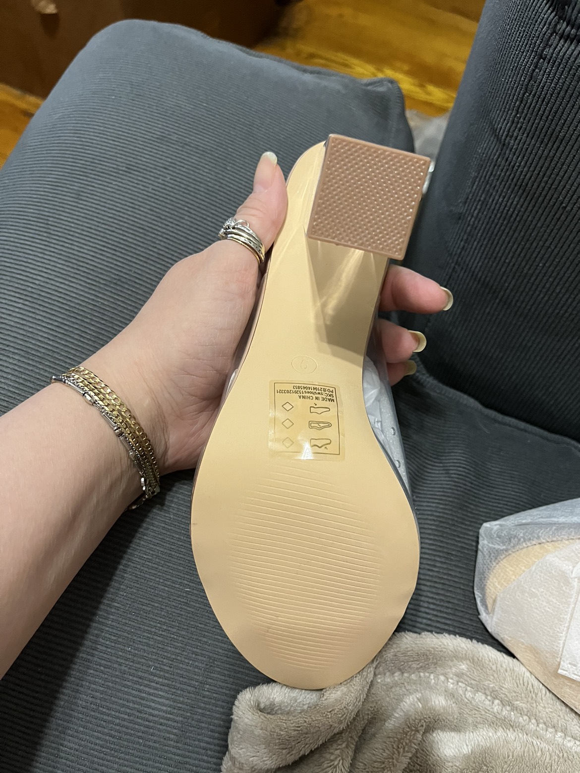 Brand new open toe strapless high heel shoe image indicator(10)