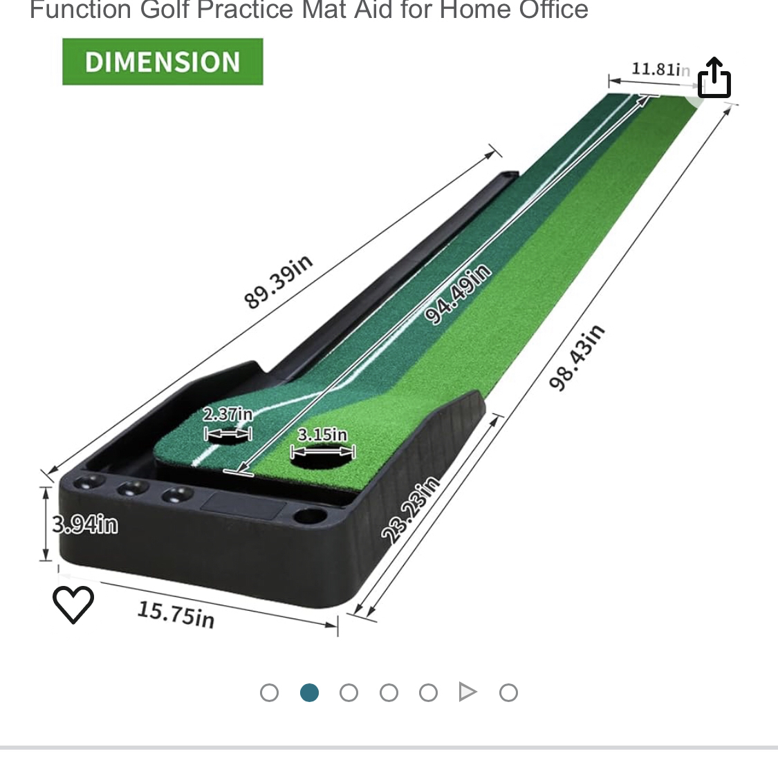Golf Green Portable Putting Mat, Driver. Balls