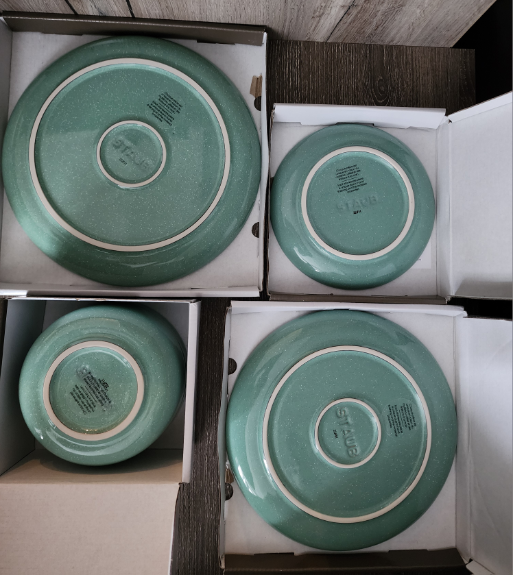 New Staub Ceramic Bowl x1 & Plates x3 Sage Green image indicator(3)