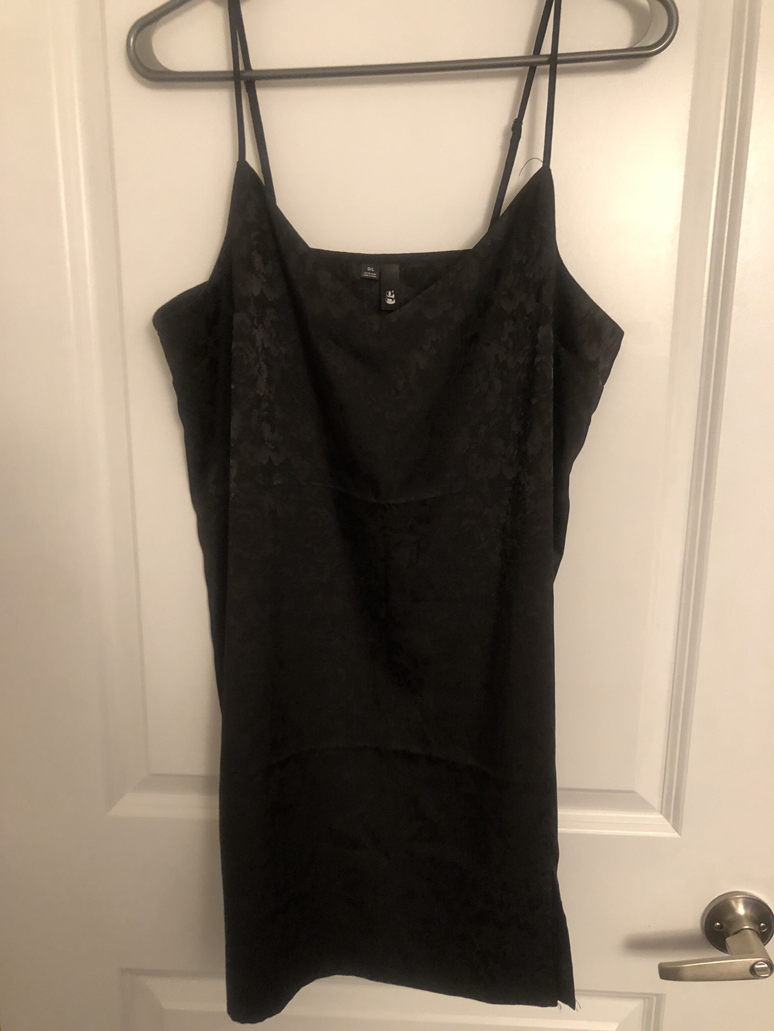 Jacquard Satin Slip dress with side slit - Dynamite