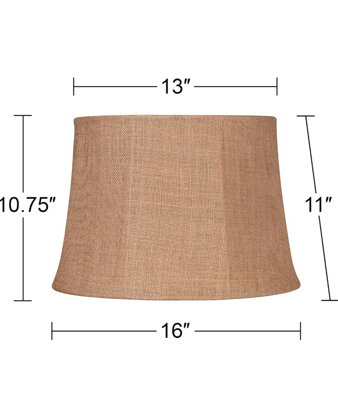 Burlap Lamp Shade 13" Top x 16" Bottom x 11" Slant x10.75" H - photo 4