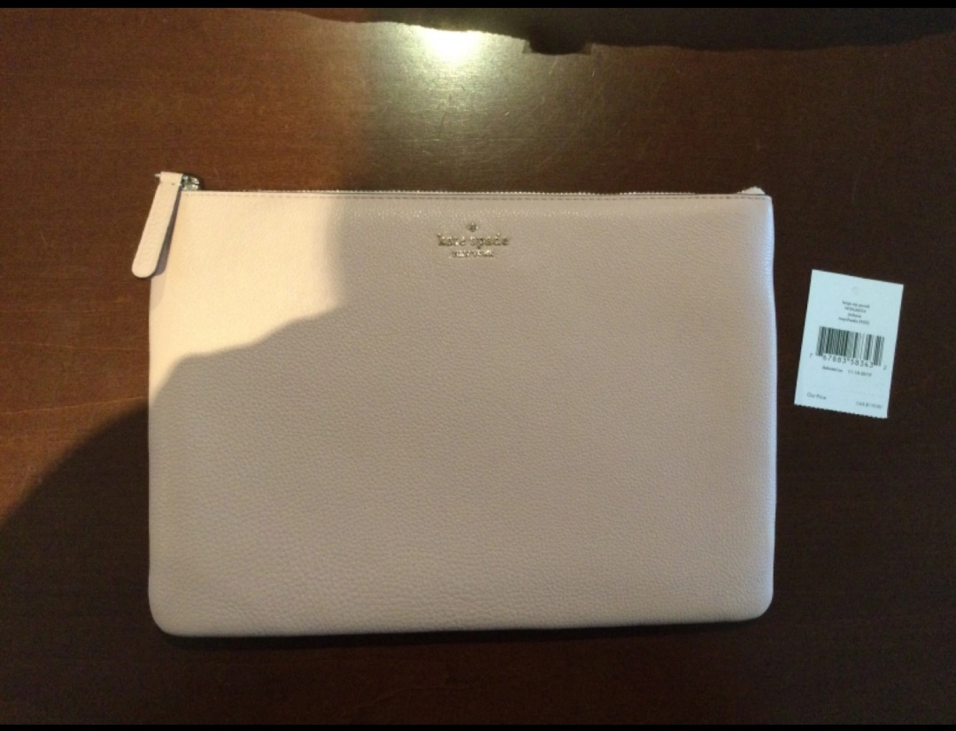 Kate Spade Jackson Leather Large Zip Pouch Rosycheeks image indicator(3)