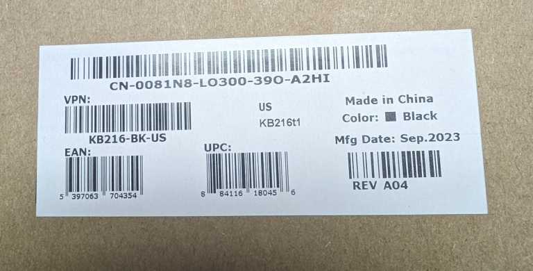 Brand New Dell Black Wired Keyboard KB216 - photo 3