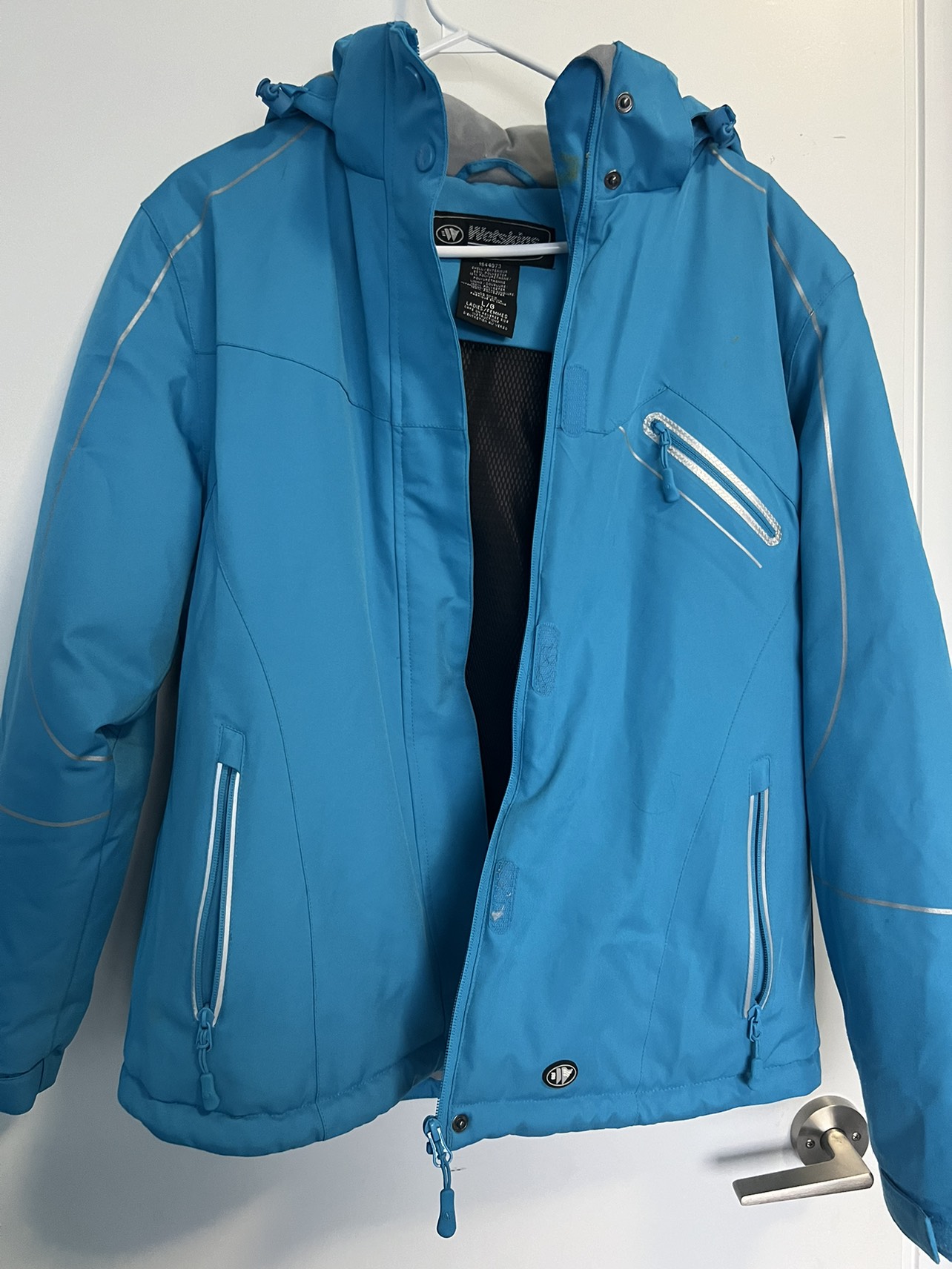 blue wetskins women’s winter jacket (new) size L