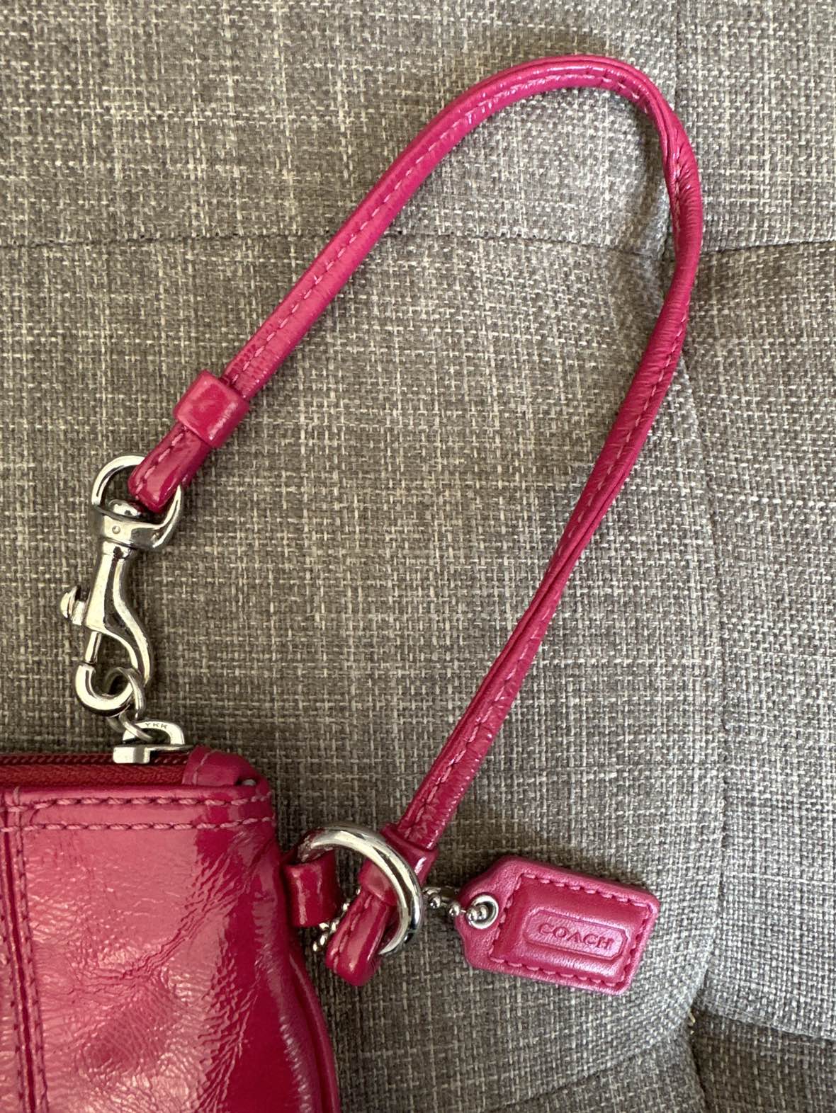 Coach Patent Leather Wristlet - Hot pinkish image indicator(4)