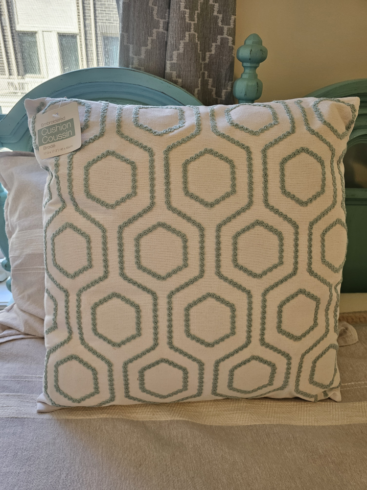Brand new with Tags Turquoise and White Throw Pillow / Cushion image indicator(4)