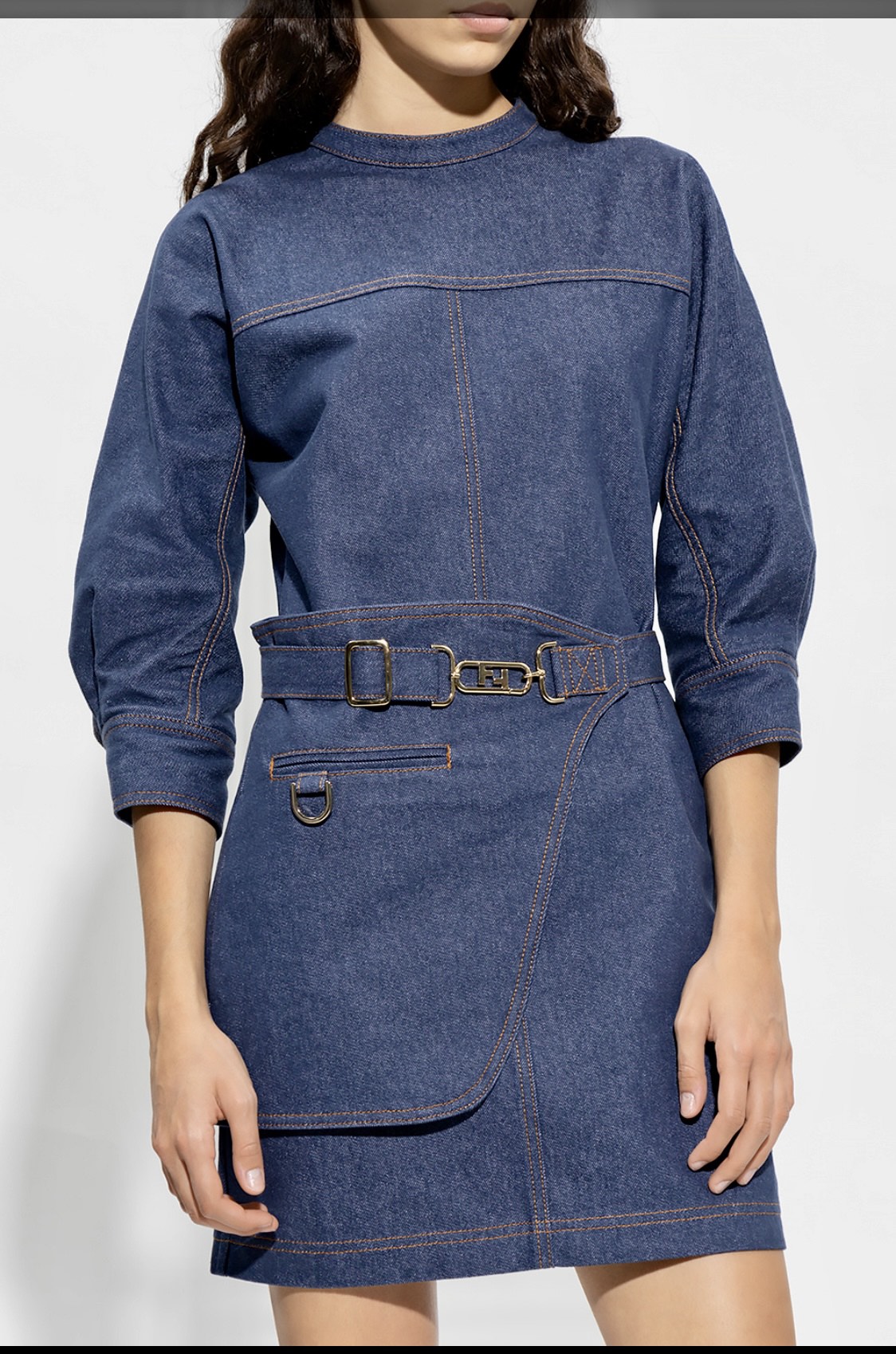 Fendi Belted Crewneck Mini Dress - Size: 6 thumbnail