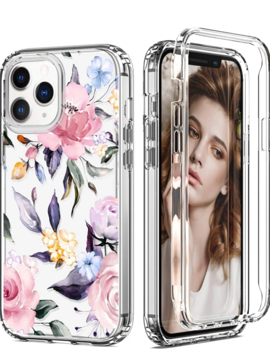 iPhone 12 Pro Max Case, Clear Floral Flower ,Pink