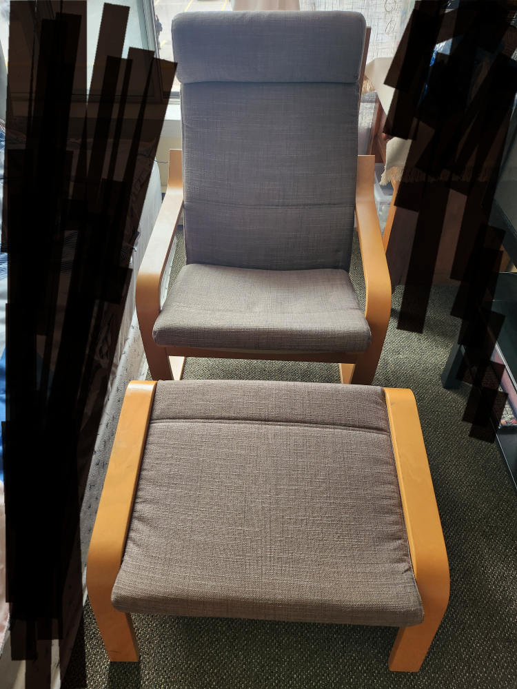 Ikea armchair & foot stool thumbnail