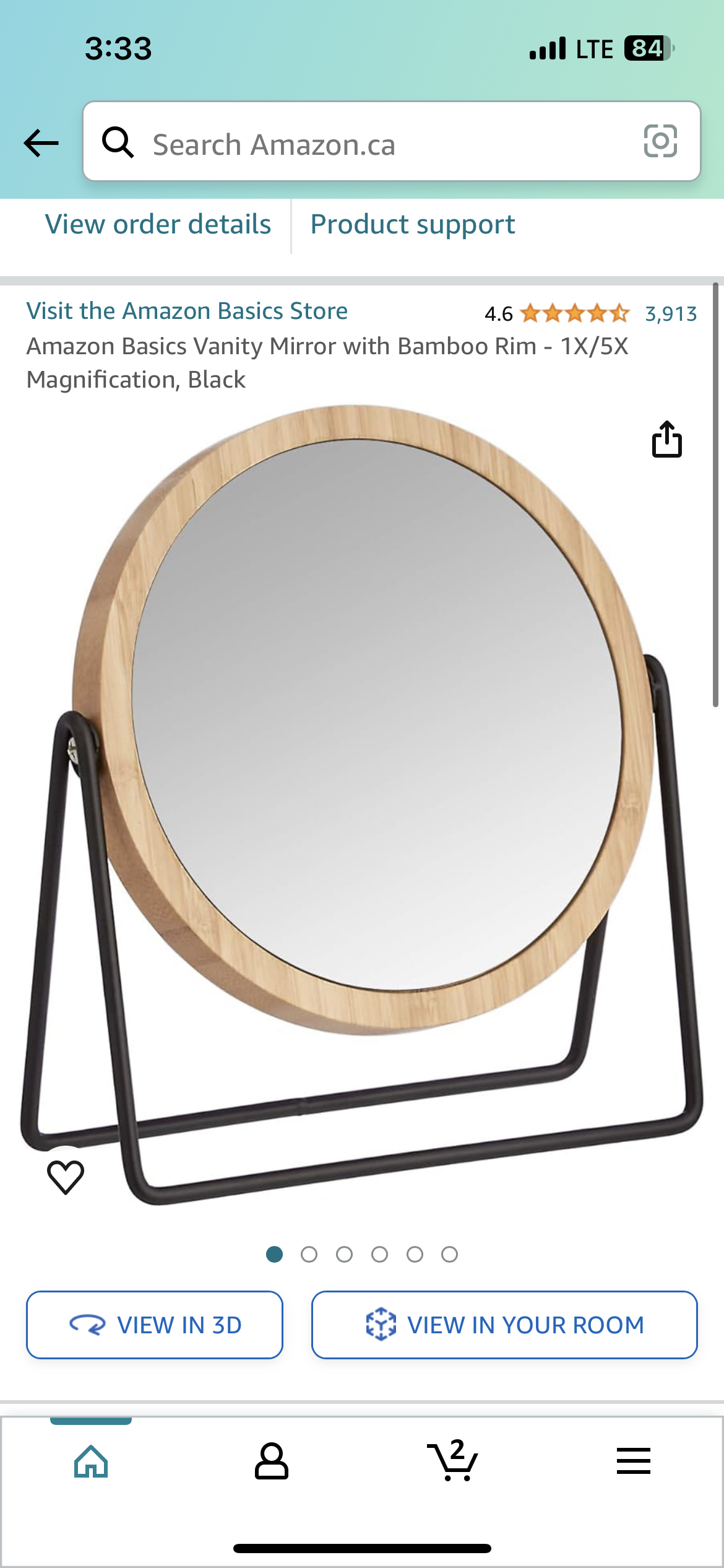 Amazon basic face mirror - wood/black image indicator(4)