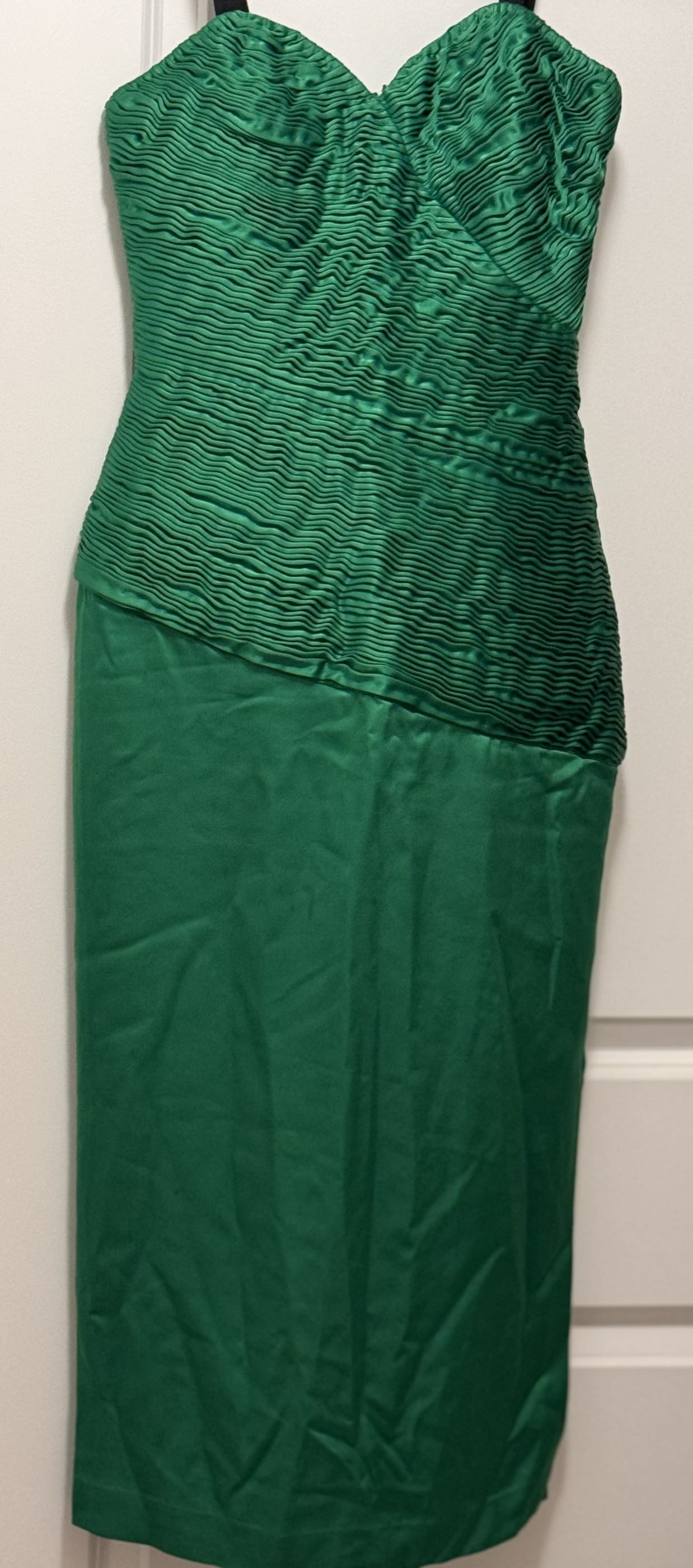Green Sateen dress with gold lace short jacket - photo 3