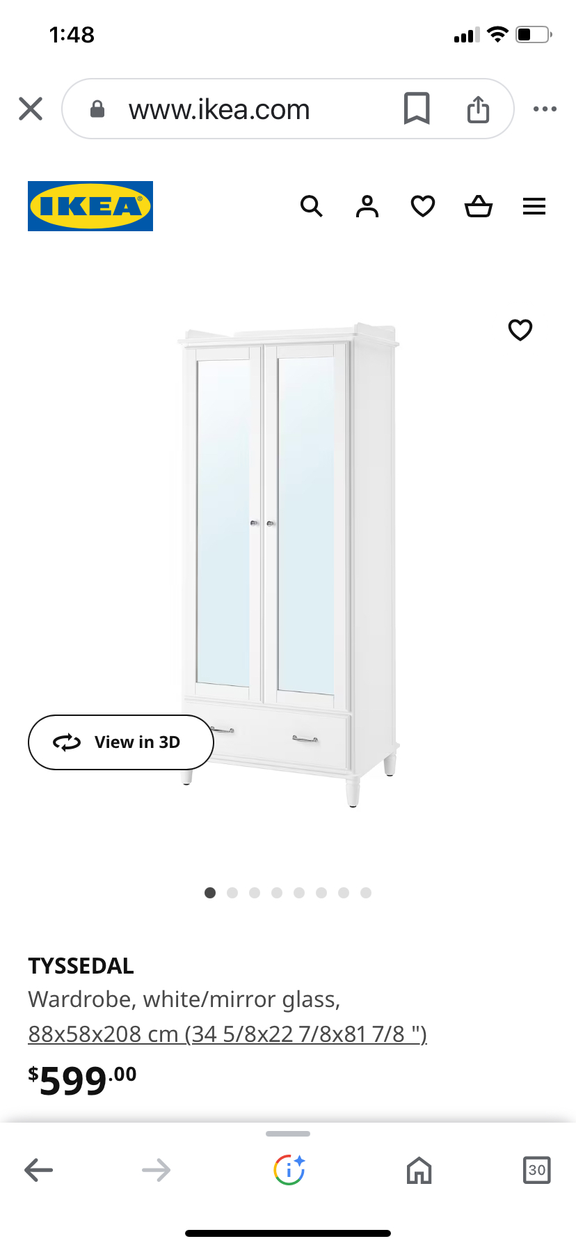Ikea mirrored wardrobe
