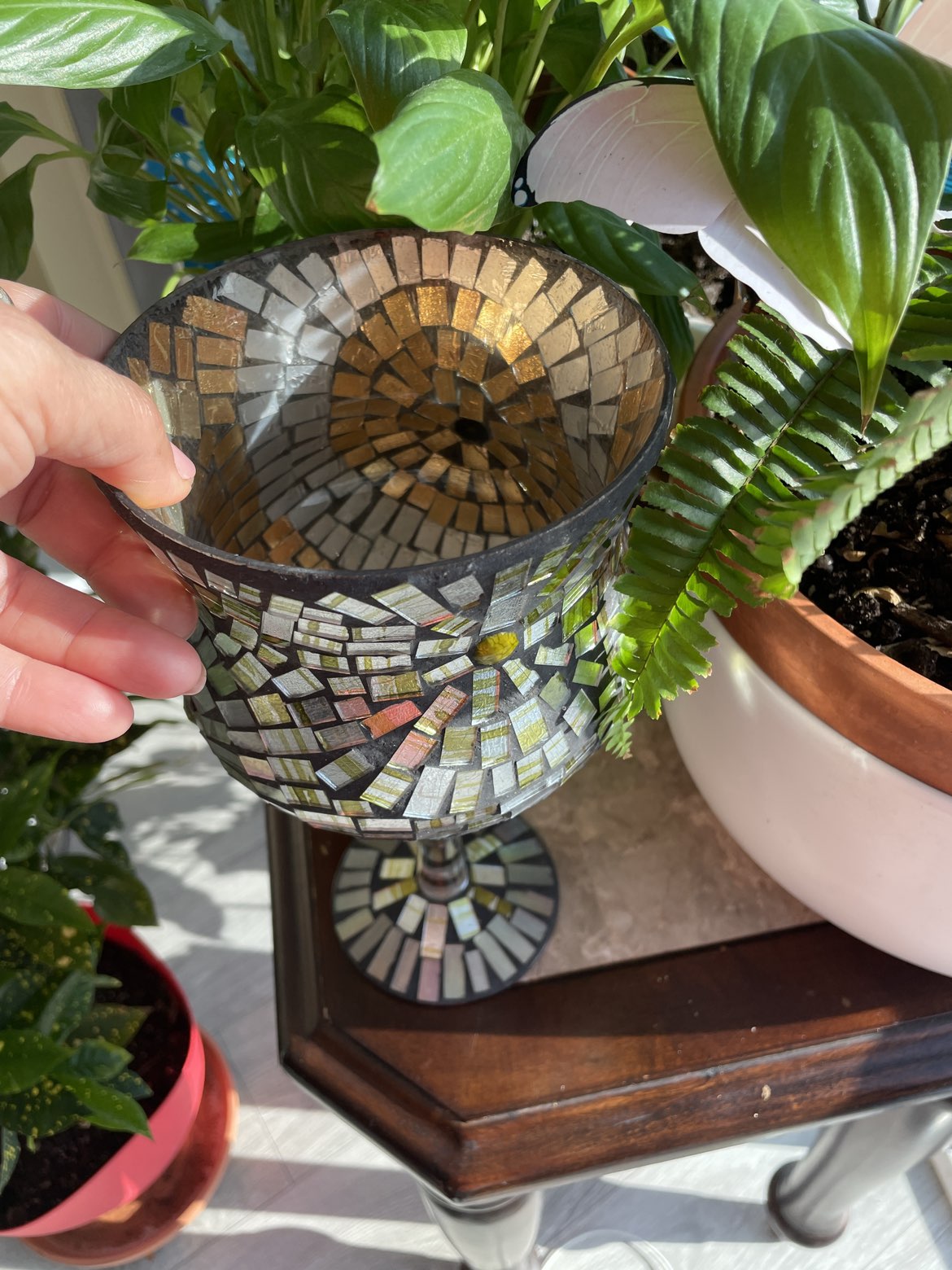 Mosaic glass candle stand - photo 3