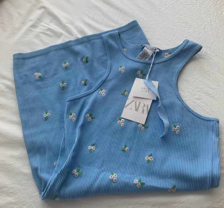 Zara floral blue dress
