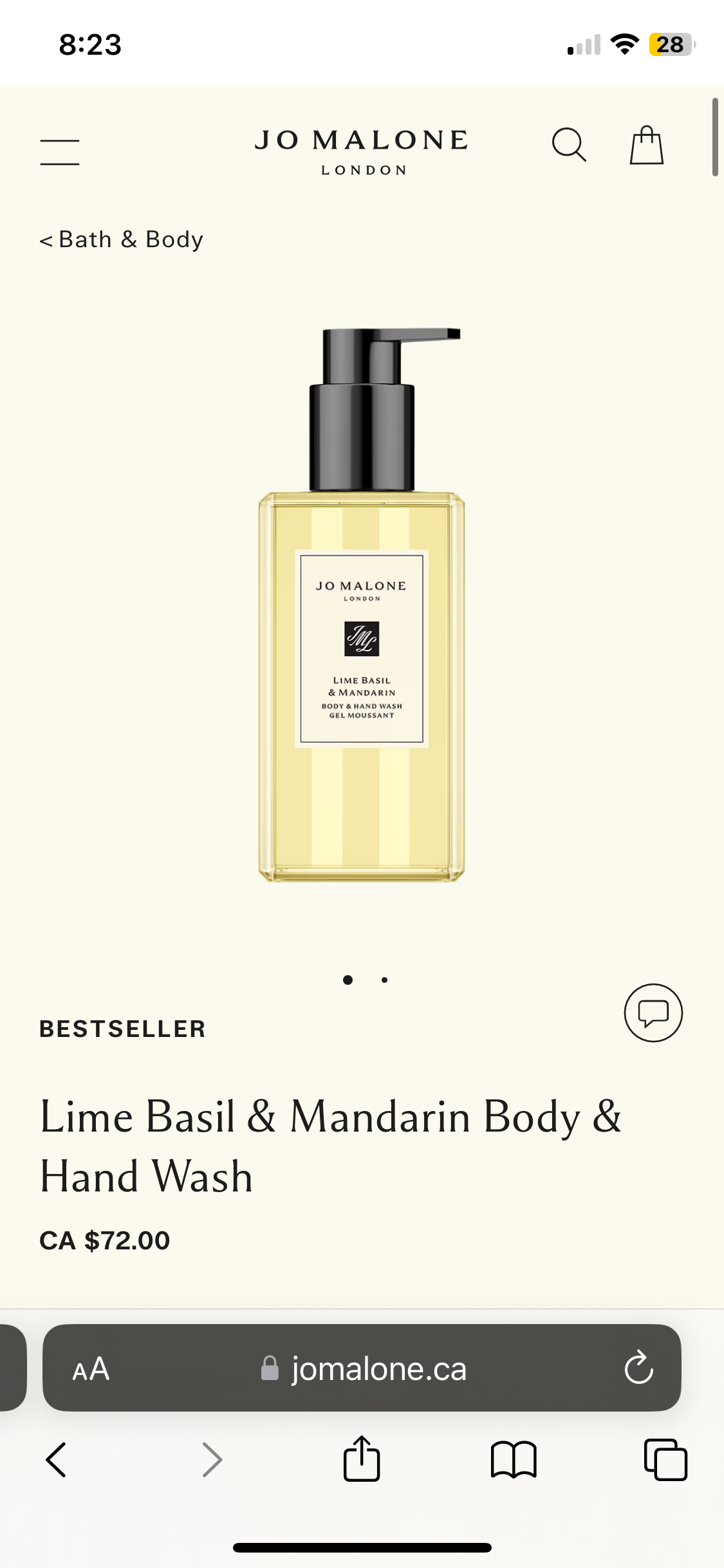 New jo malone body& hand wash gel thumbnail